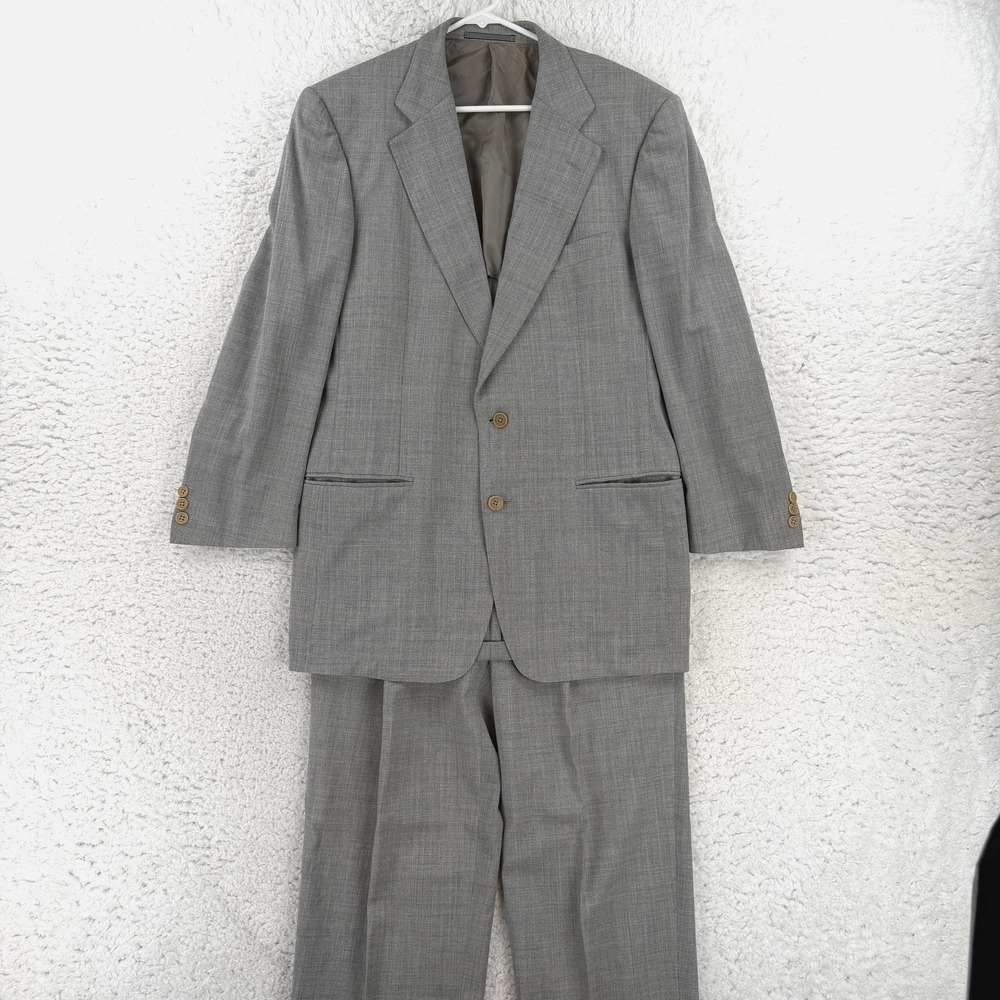 Ermenegildo Zegna Suit Mens IT 48 Gray Wool Check 2 Button 2 Piece 32x29 40R